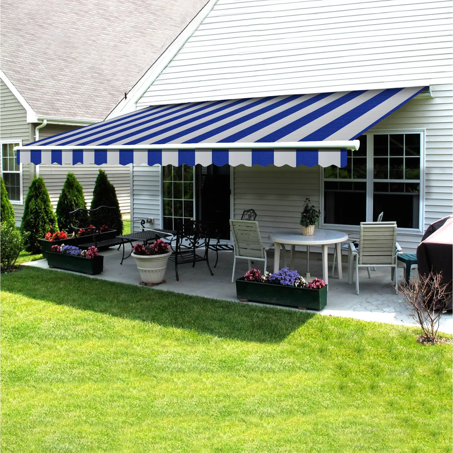 Balcony Awning Blue Stripe